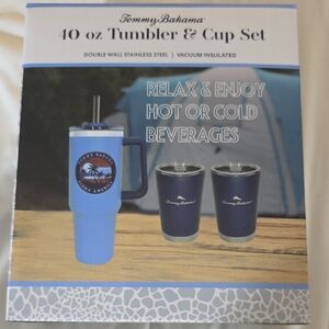 Tommy Bahama Blue Tumbler and Cup Set